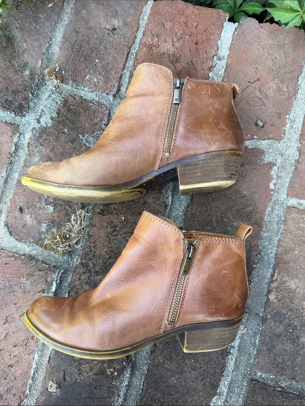Lucky Brand Cognac Brown Leather Ankle Boot Size 7 - Picture 8 of 8